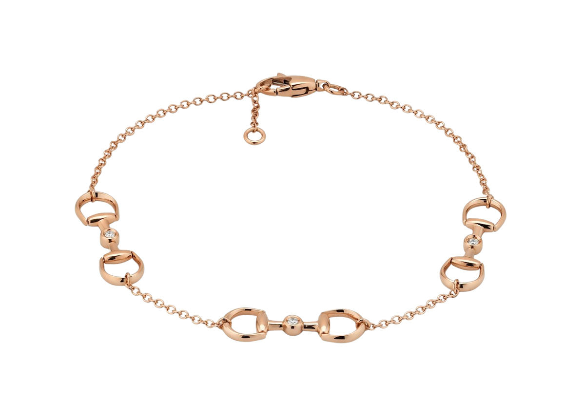 Gucci "Horsebit" Mini 18kt Rose Gold Diamond Bracelet
