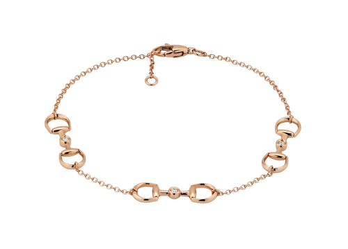 Gucci "Horsebit" Mini 18kt Rose Gold Diamond Bracelet