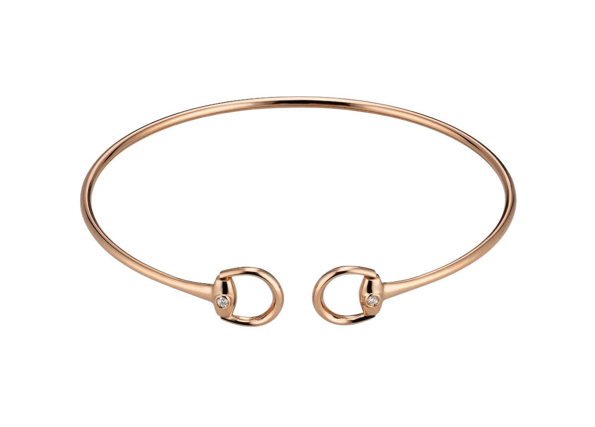 Gucci "Horsebit" 18kt Rose Gold Diamond Cuff Bracelet