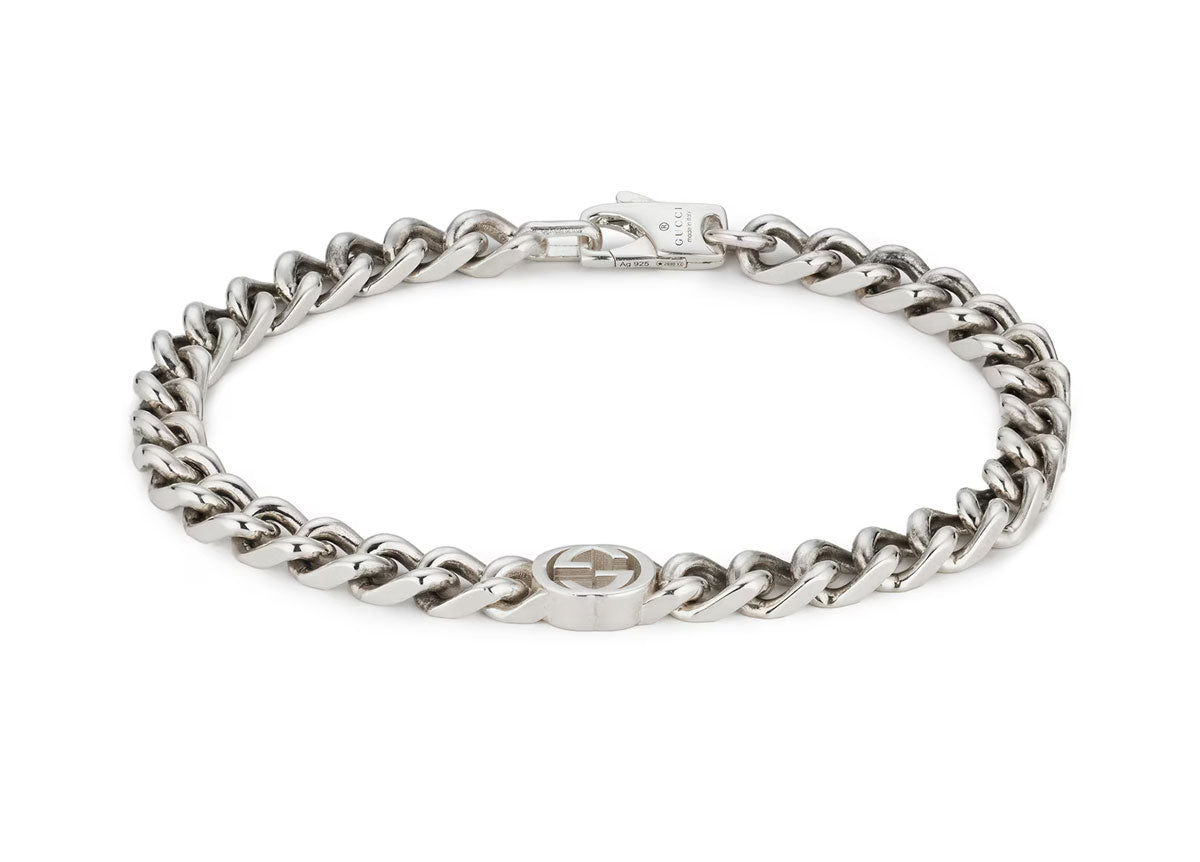 Gucci "Interlocking G" Sterling Silver Link Chain Bracelet