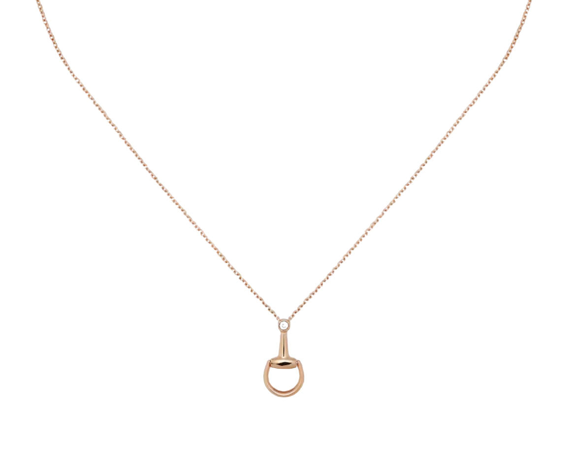 Gucci "Horsebit" 18kt Rose Gold Diamond Pendant Necklace