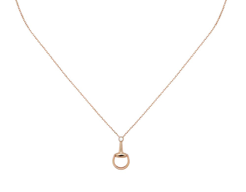 Gucci "Horsebit" 18kt Rose Gold Diamond Pendant Necklace