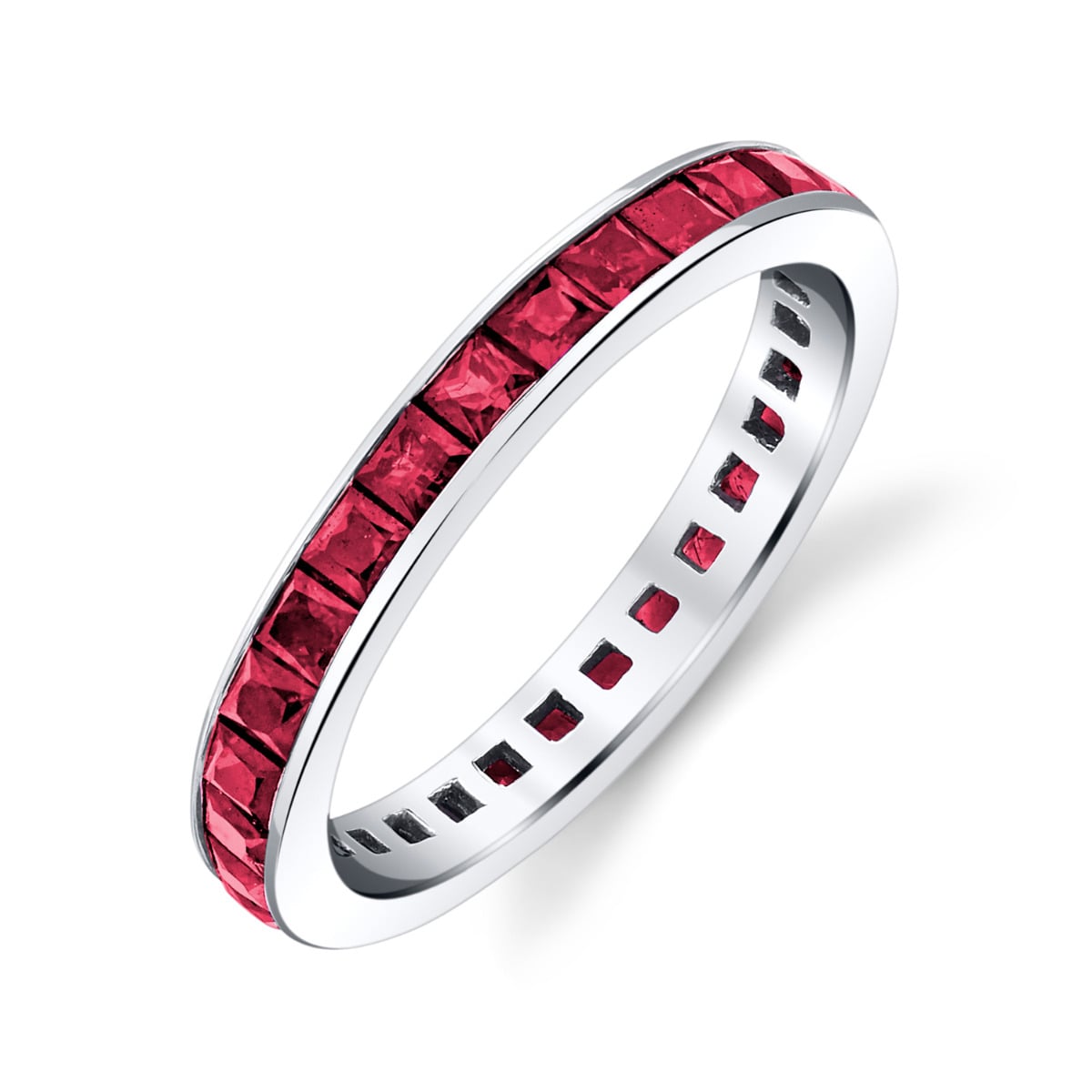 Louis Anthony Jewelers Ruby Eternity Band in 18kt White Gold