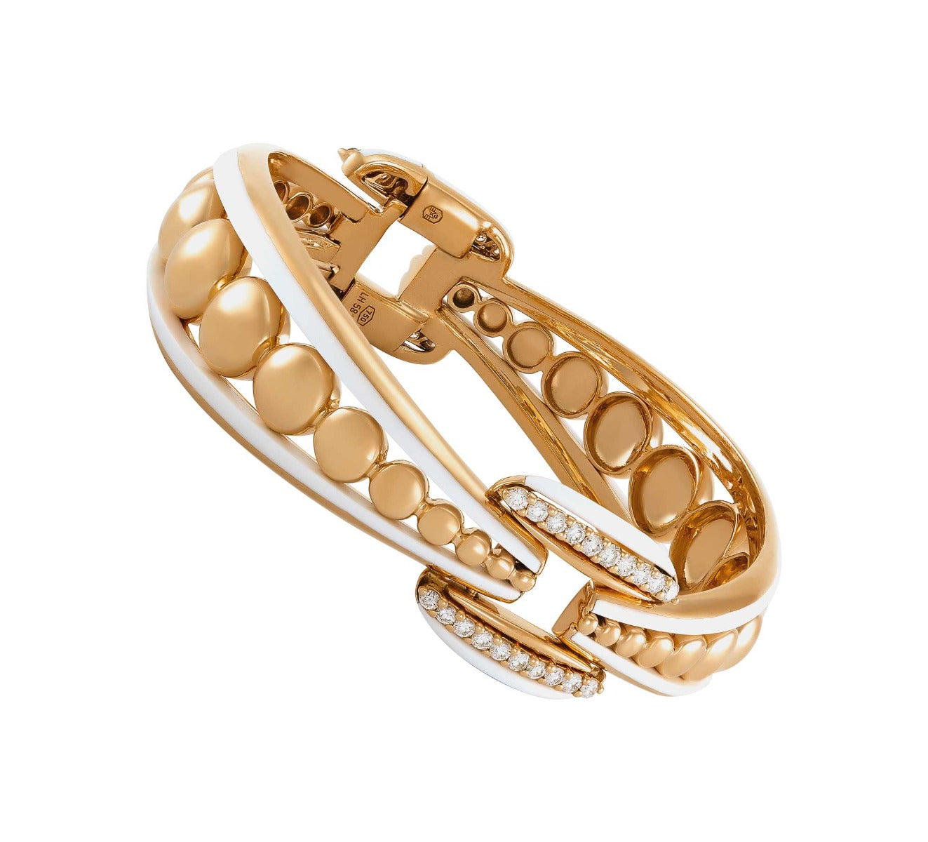 Etho Maria Diamond & White Ceramic Bracelet in 18kt Rose Gold