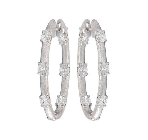 Etho Maria "Dolce" Diamond Hoop Earrings in 18kt White Gold