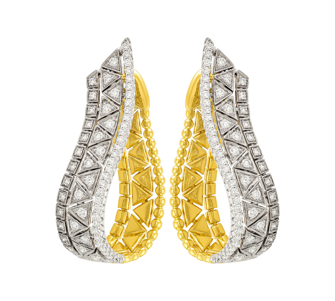 Etho Maria Diamond Hoop Drop Earrings in 18kt Yellow Gold