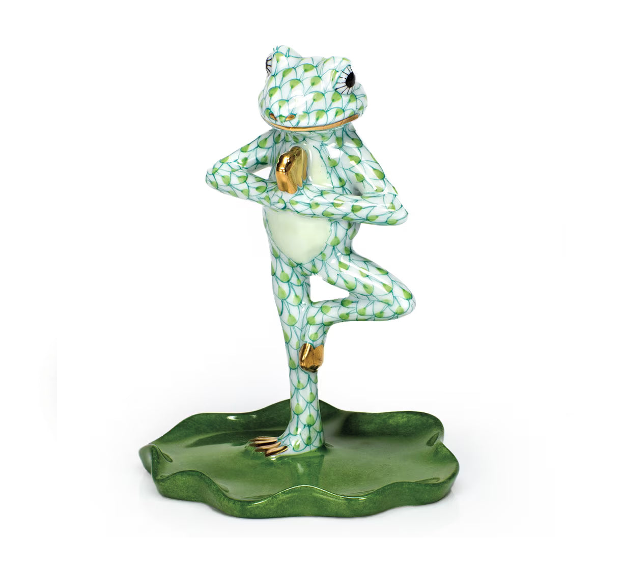 Herend Yoga Frog in Tree Pose - Key Lime