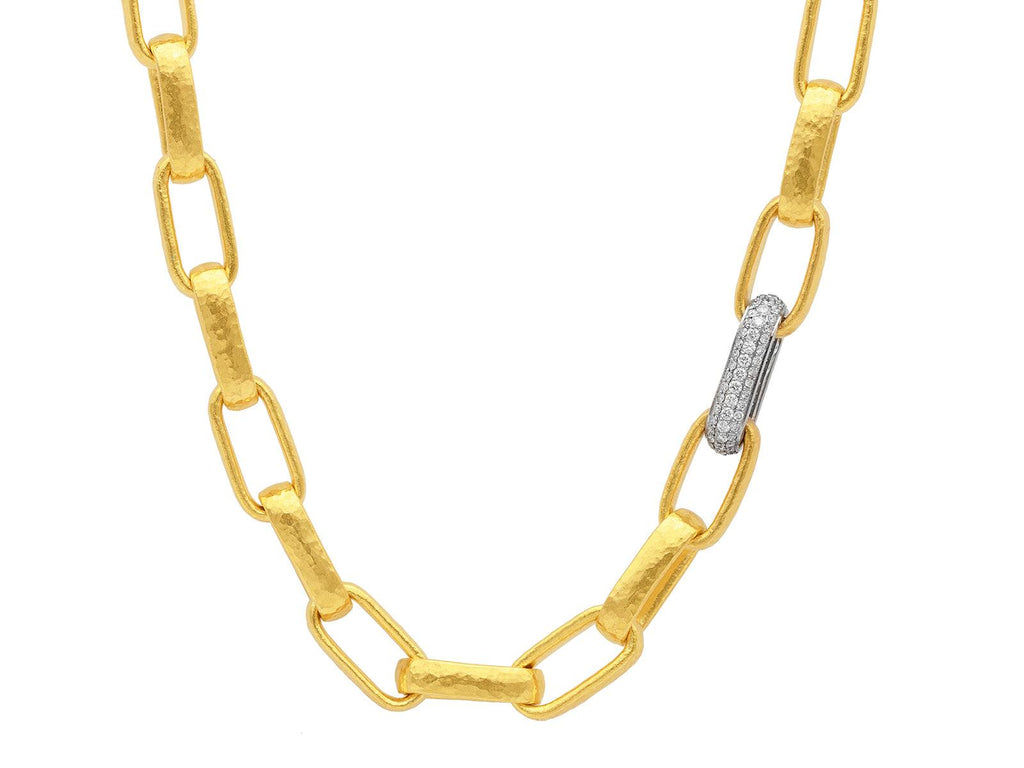 "Hoopla" Pave Gold Large Oval Link Necklace