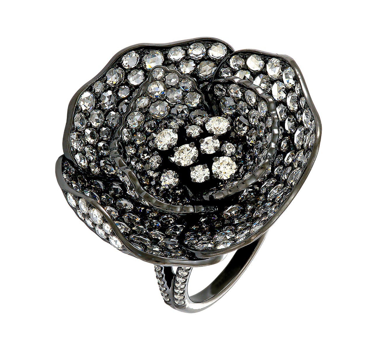 Etho Maria Rose-Cut Diamond Flower Ring in 18kt White Gold