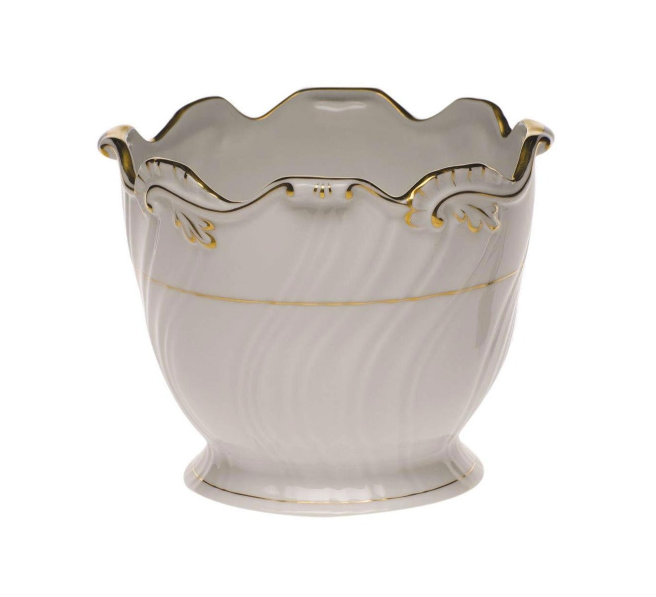 Herend Ribbed Cachepot - Golden Edge