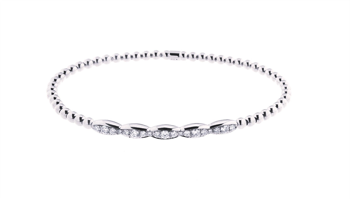 Hulchi Belluni "Tresore" Stretch Bracelet in 18kt White Gold with Pave Diamonds