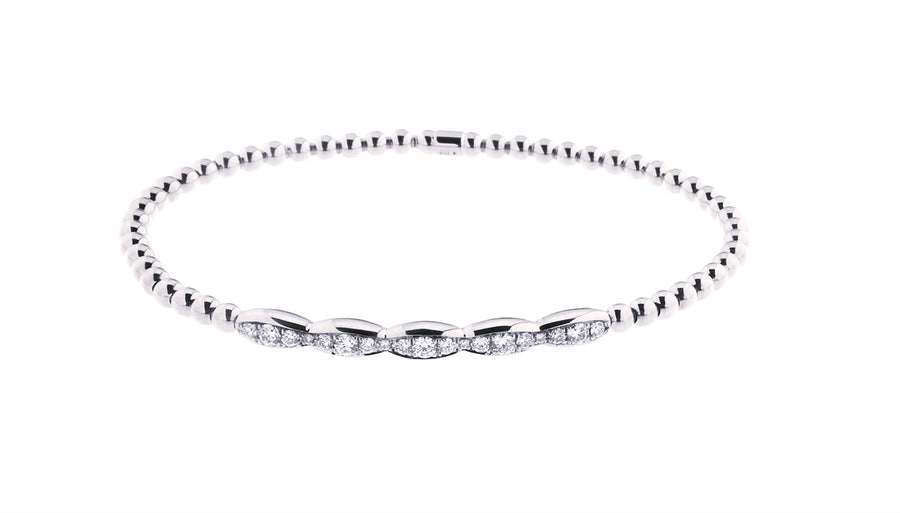 Hulchi Belluni "Tresore" Stretch Bracelet in 18kt White Gold with Pave Diamonds
