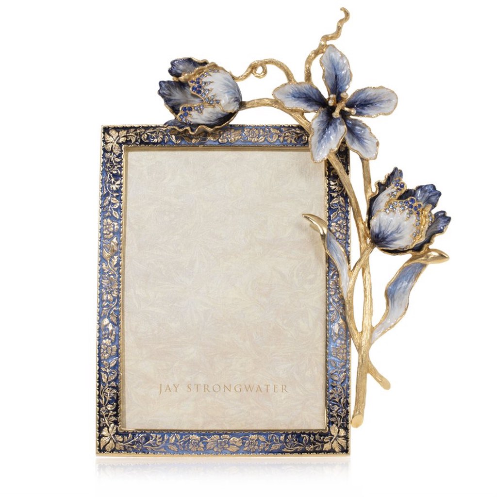 Jay Strongwater Margery Tulip 5" x 7" Frame - Delft Garden