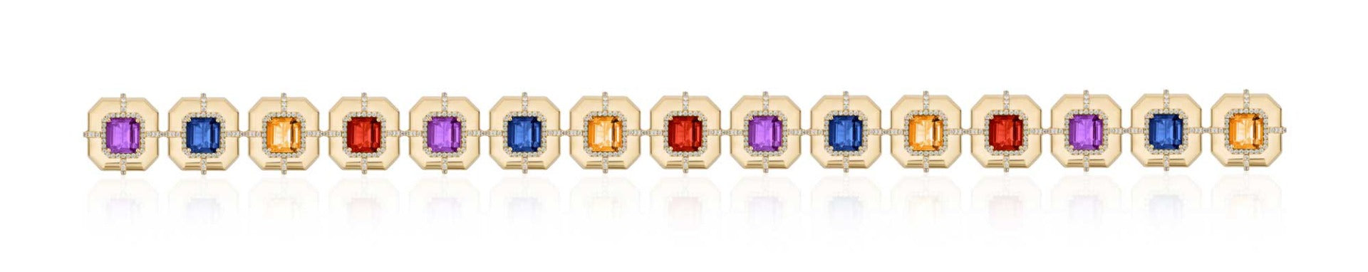 Goshwara "Limited Edition" Multi-Color Asscher-Cut Medallion Bracelet