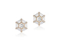 Goshwara "Queen" Hexagon Shape Diamond Stud Earrings With White Enamel
