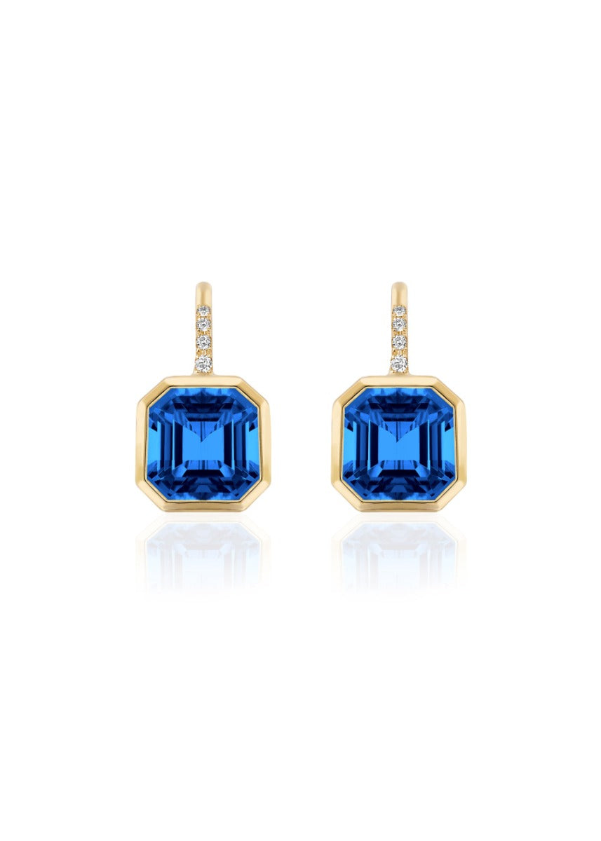 Goshwara "Gossip" London Blue Topaz & Diamond Earrings In 18kt Yellow Gold