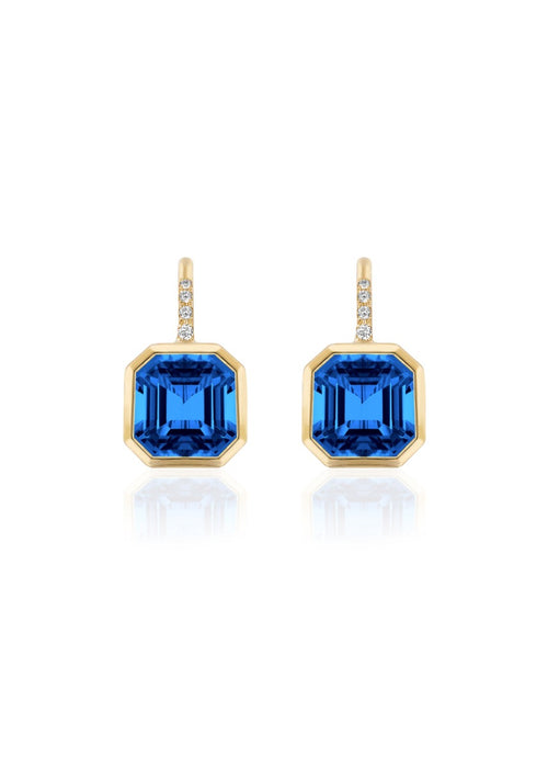 Goshwara "Gossip" London Blue Topaz & Diamond Earrings In 18kt Yellow Gold