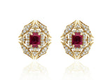 Goshwara “G-One” Ruby Web Earrings in 18kt Yellow Gold