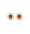 Goshwara Limited Edition Garnet & Diamond Stud Earrings In 18kt Yellow Gold