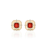 Goshwara Limited Edition Garnet & Diamond Stud Earrings In 18kt Yellow Gold