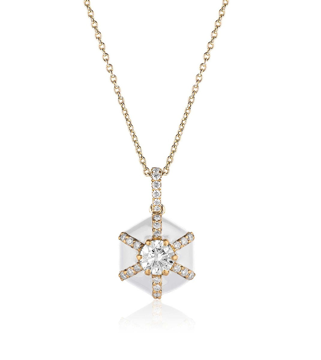 Goshwara "Queen" Diamond Hexagon Pendant Necklace in 18kt Yellow  Gold