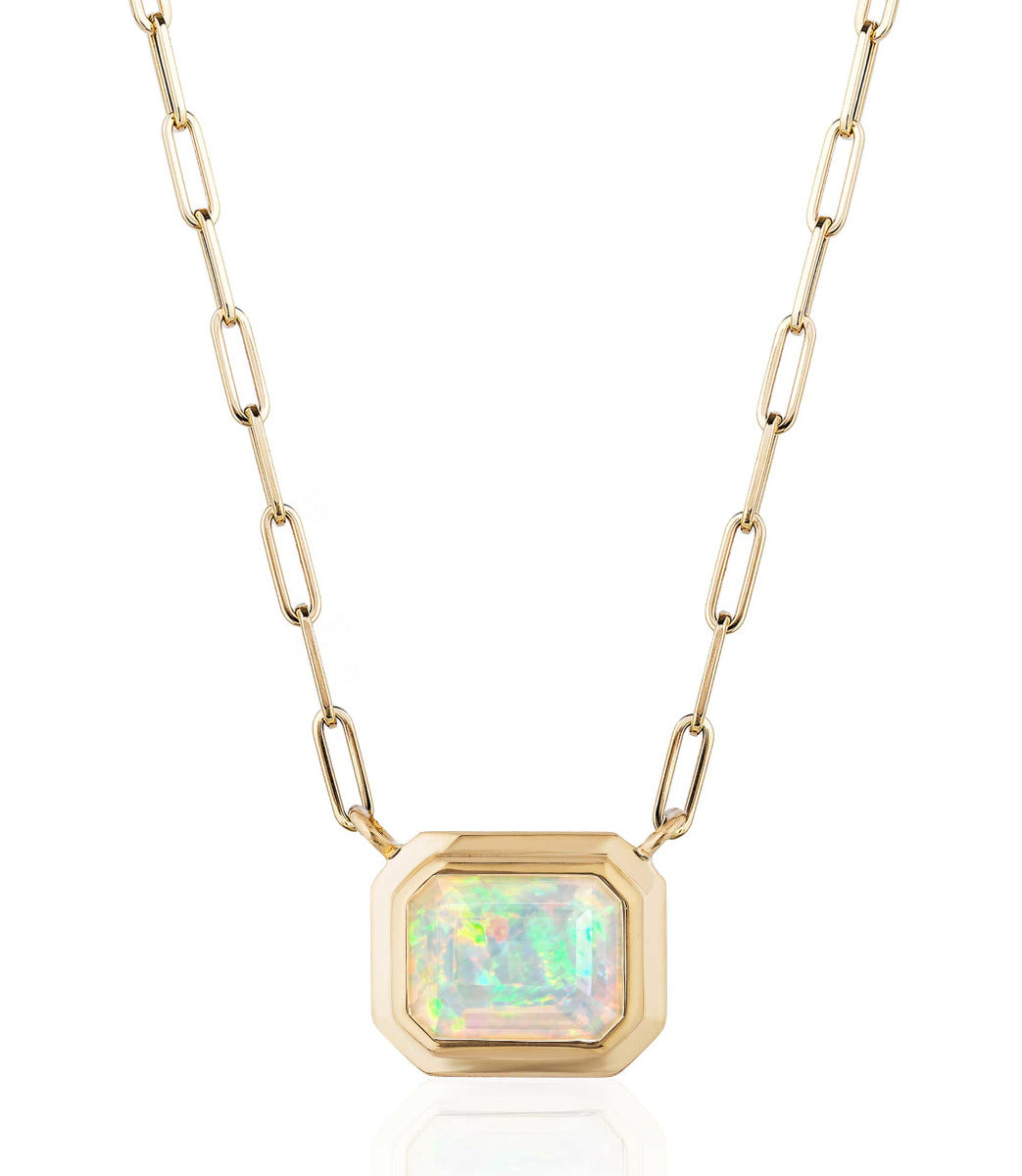 Goshwara "Manhattan" Opal Emerald Cut Bezel Set Pendant Necklace