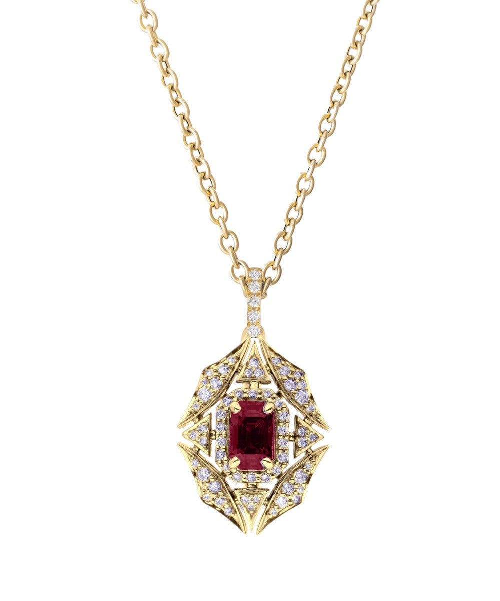Goshwara "G-One" Ruby & Diamond Web Necklace