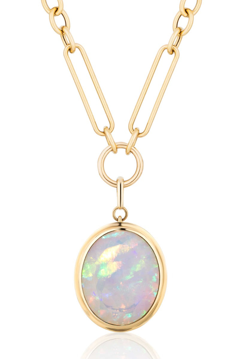 "G-One" Opal Cabochon Pendant Necklace