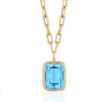 Goshwara "Manhattan" Blue Topaz Bezel Set Cushion Pendant Necklace