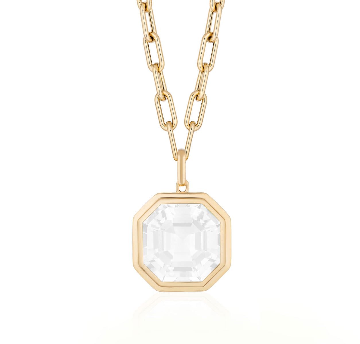 Goshwara "Manhattan" Asscher Cut Moon Quartz Pendant Necklace