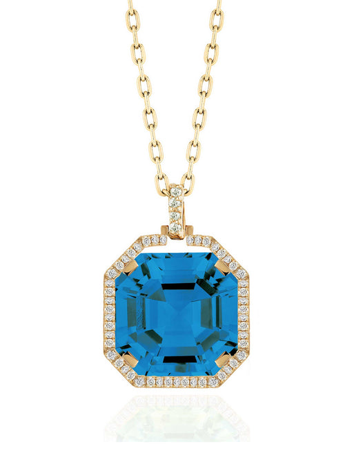 Goshwara "Gossip" Topaz & Diamond Pendant Necklace In 18kt Yellow Gold