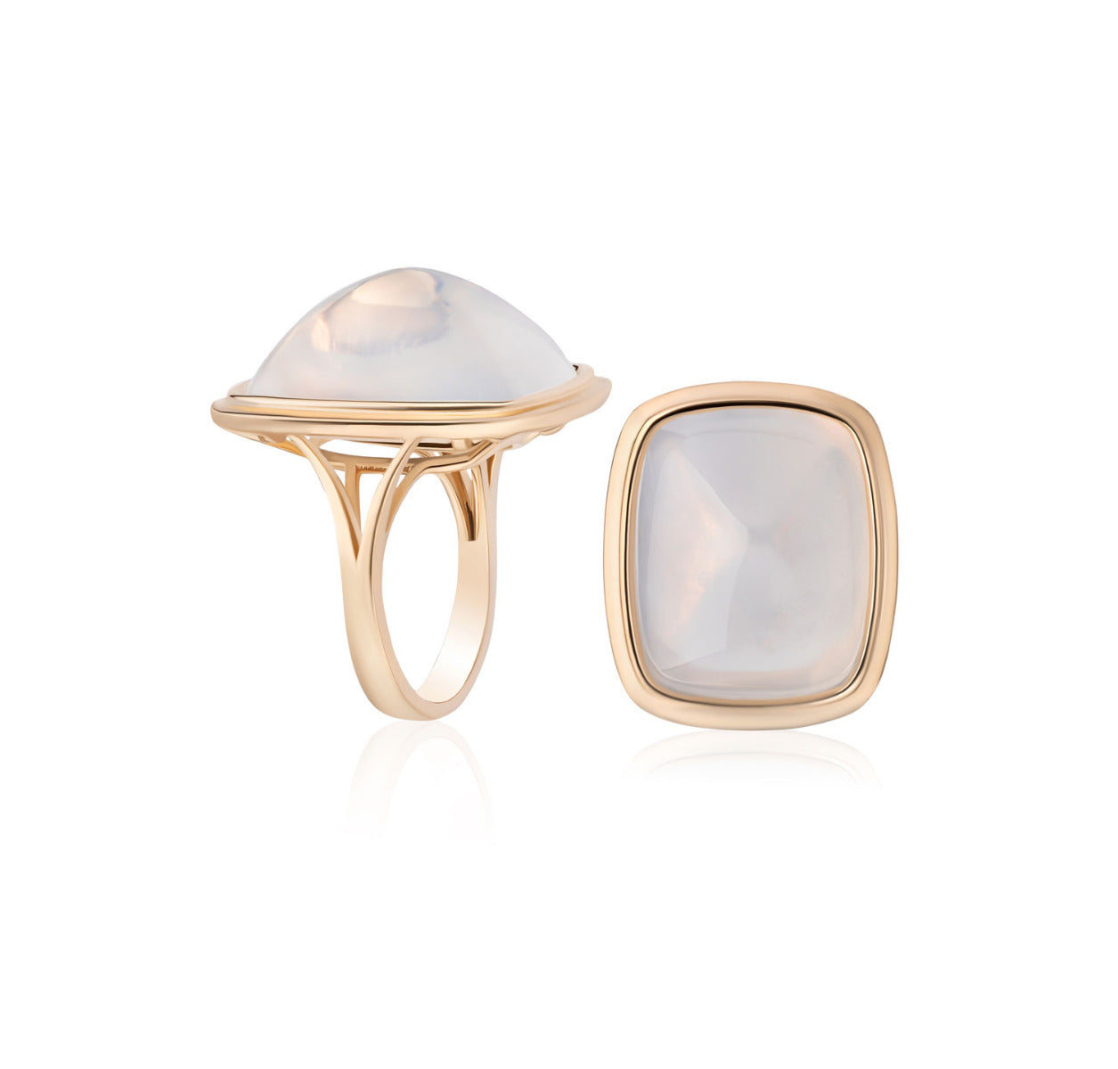 Goshwara "Rock 'N Roll" Moon Quartz Ring In 18kt Yellow Gold