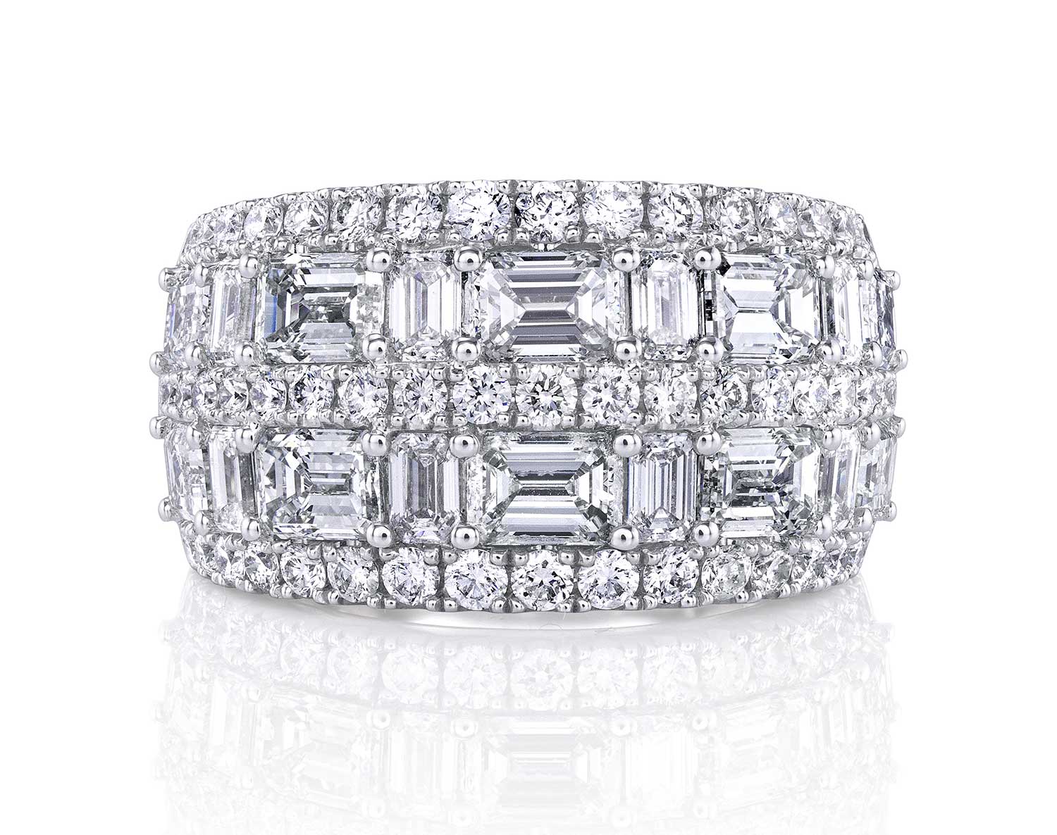 Louis Anthony Jewelers 18K White Gold Five-Row Diamond Channel Set Band – 4.53 ctw