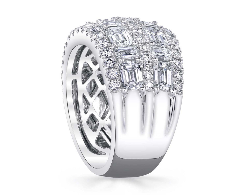 Five-Row Diamond Channel Set 18kt White Gold Band