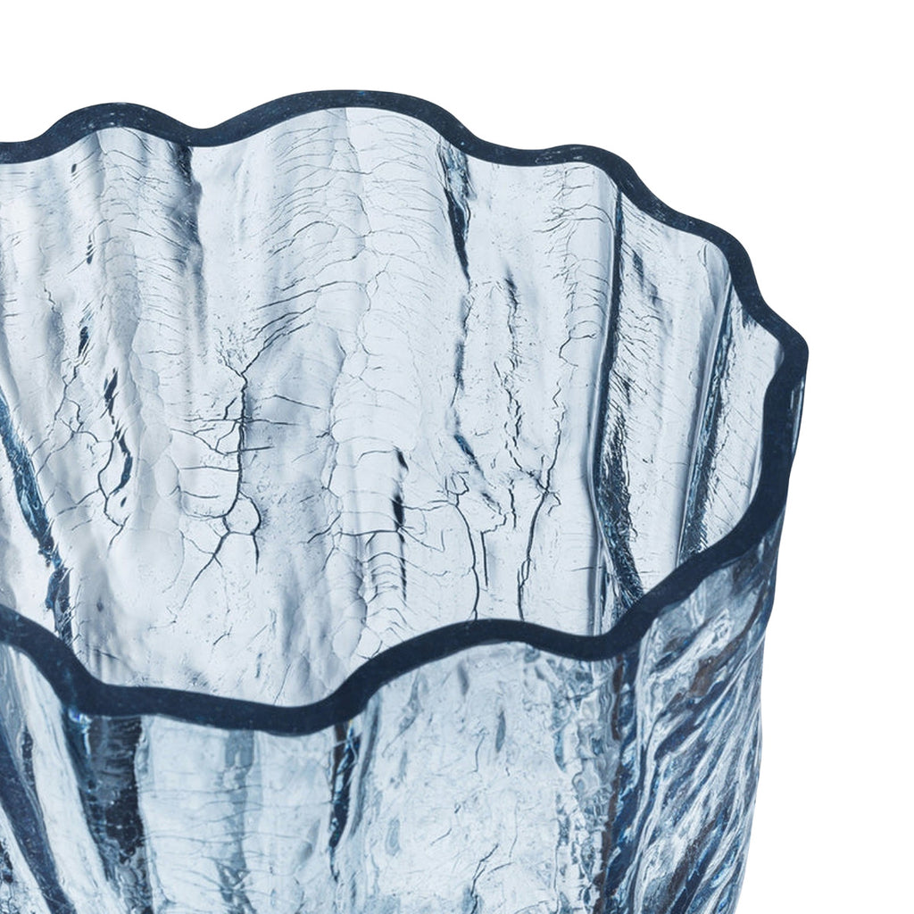 Crackle Vase Circular Tall, Blue