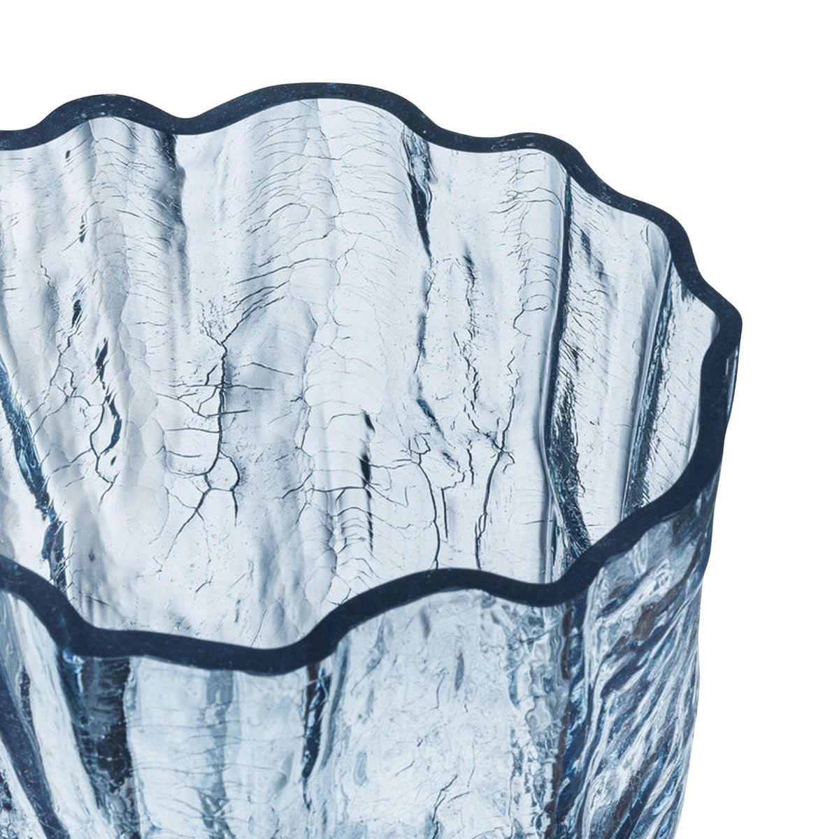 Crackle Vase Circular Tall, Blue