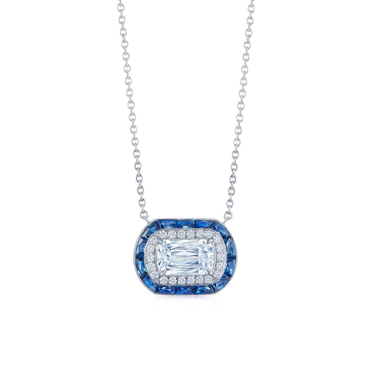 Louis Anthony Jewelers Silhouette 18kt Gold Pendant Necklace with Diamonds & Sapphires