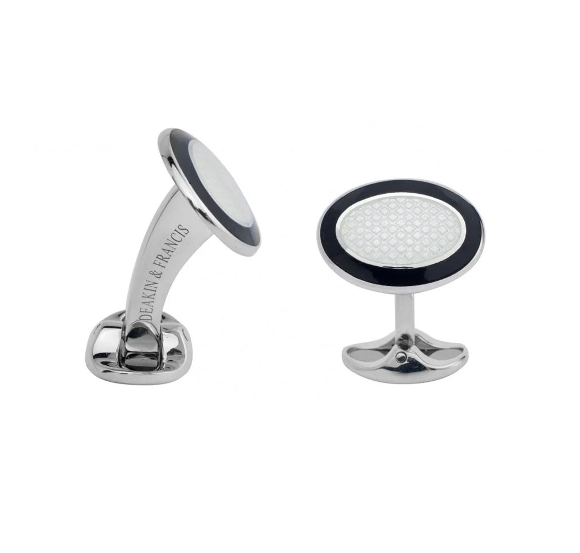 Black and White Enamel Dress Stud Set