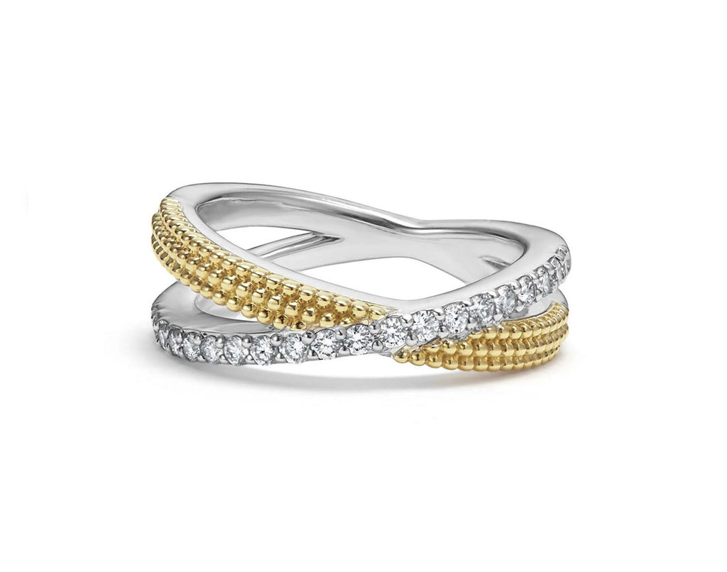 "Caviar Lux" Two Tone X Diamond Ring (7)