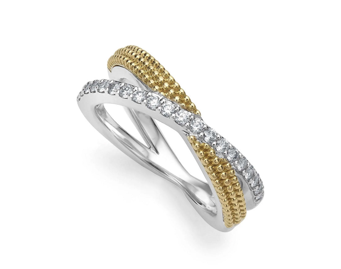 LAGOS "Caviar Lux" Two Tone X Diamond Ring (7)