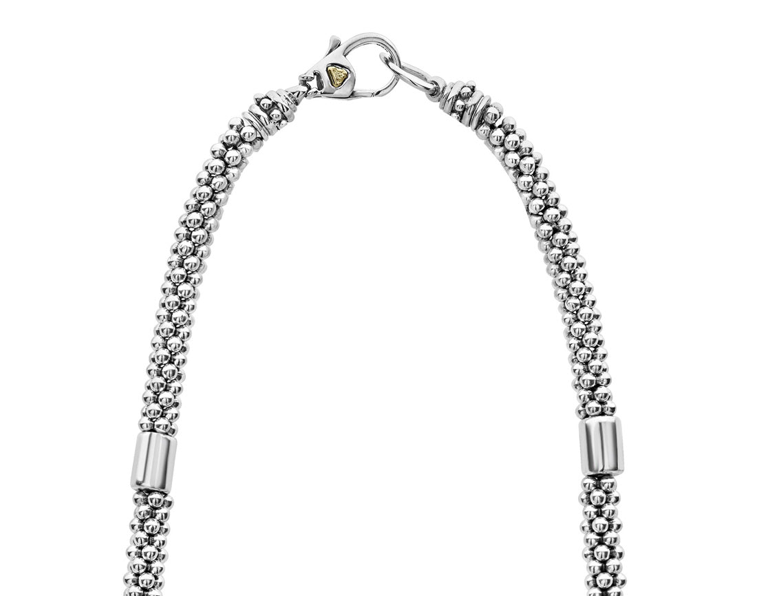 "High Bar" Two-Tone Station Caviar Necklace
