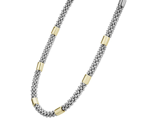 "High Bar" Two-Tone Station Caviar Necklace