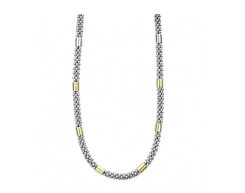 LAGOS "High Bar" Two-Tone Station Caviar Necklace
