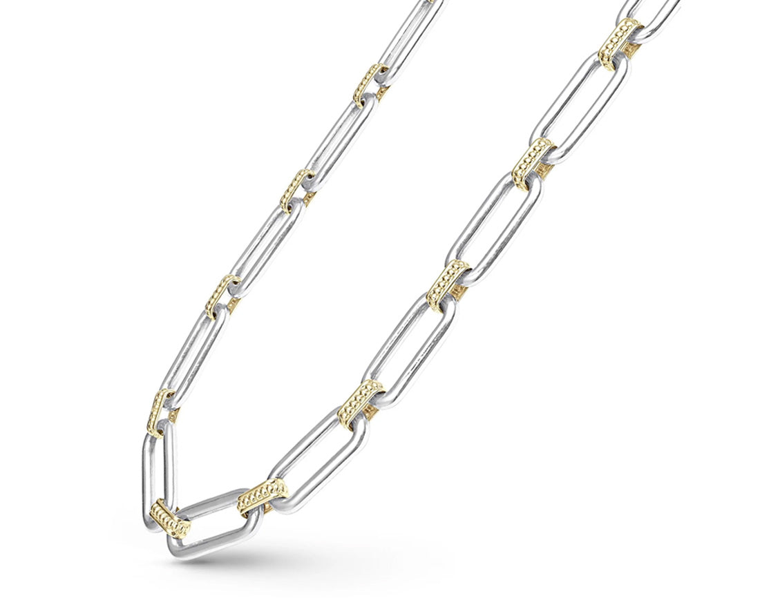 "Signature Caviar" Two Tone Link Necklace