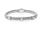 LAGOS "Embrace" Beaded X Bracelet with 3 Silver Stations, Size 7