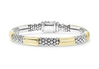 LAGOS "High Bar" 6mm Gold Station Caviar Bracelet, Size 7
