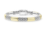 LAGOS "High Bar" 6mm Gold Station Caviar Bracelet, Size 7