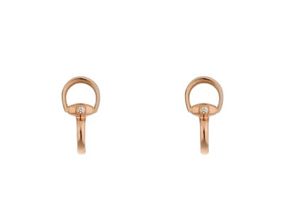 Gucci "Horsebit" 18kt White Gold Small Diamond Earrings