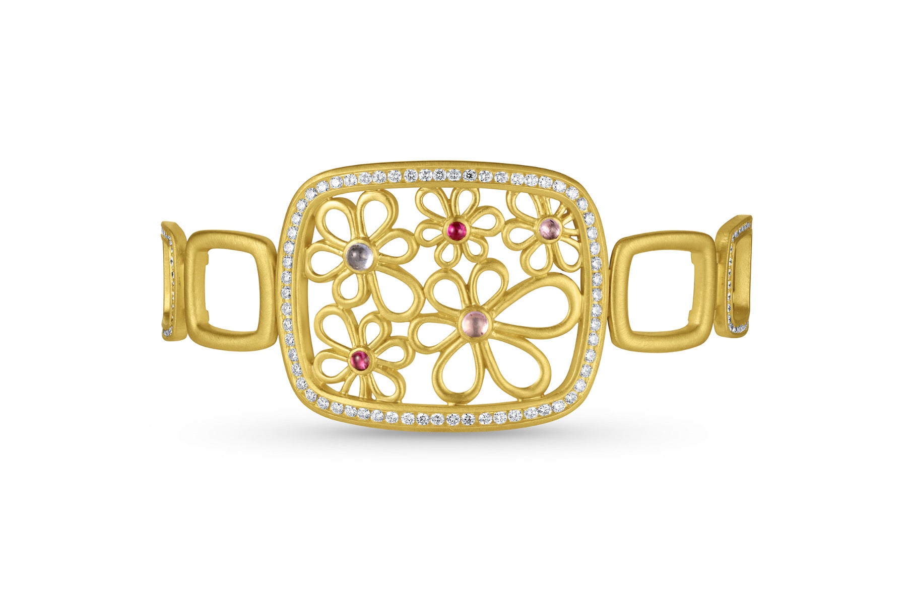 Flora Frame Bracelet - Mixed Sapphire - Leigh Maxwell Jewelry