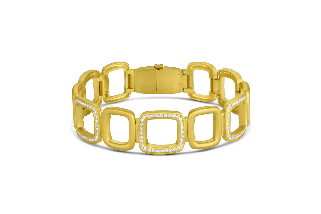 Cushion Link Diamond Bracelet in 18K Yellow Gold - Leigh Maxwell Jewelry
